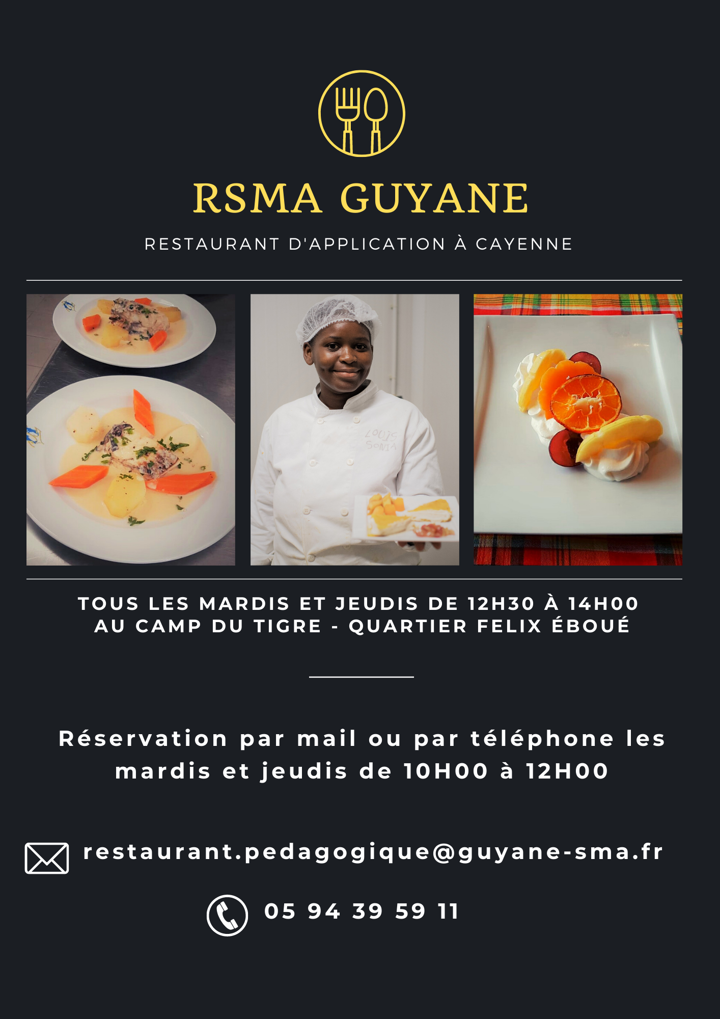 Restaurant d'application du RSMA Guyanne - Comment réserver ?